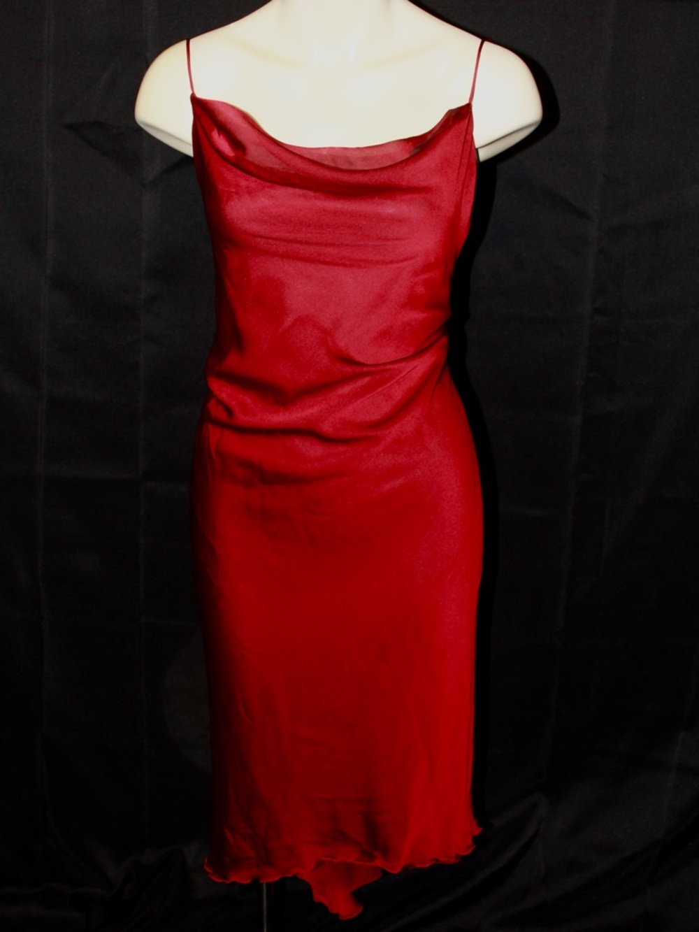 BeSmart Vintage Red Sheer Overlay Dress with Spaghetti Straps
